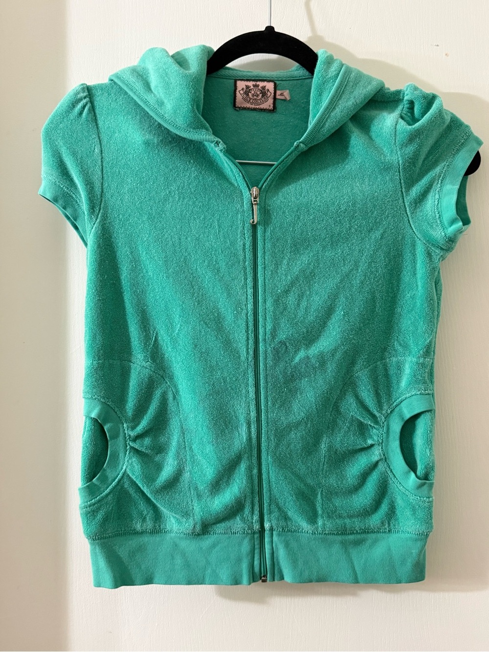Juicy Couture Teal Short-Sleeve Zip Hoodie